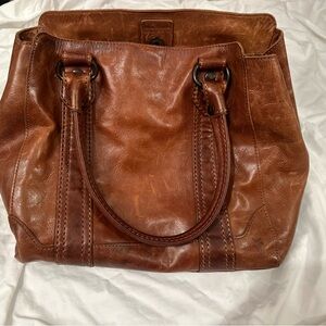 Frye leather Melissa tote bag in brown/cognac